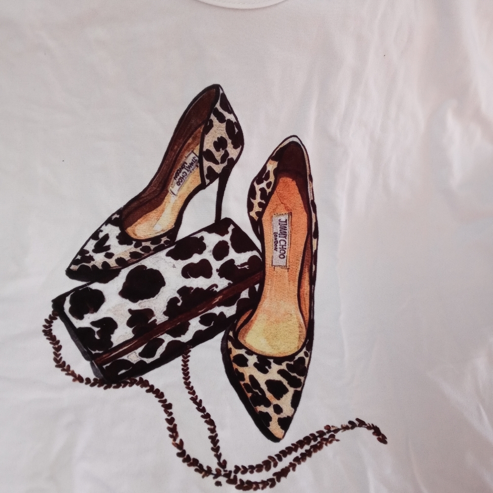 White T-Shirt Jimmy Choo Shoes And Bag Picture Sz 3XL Short Sleeve